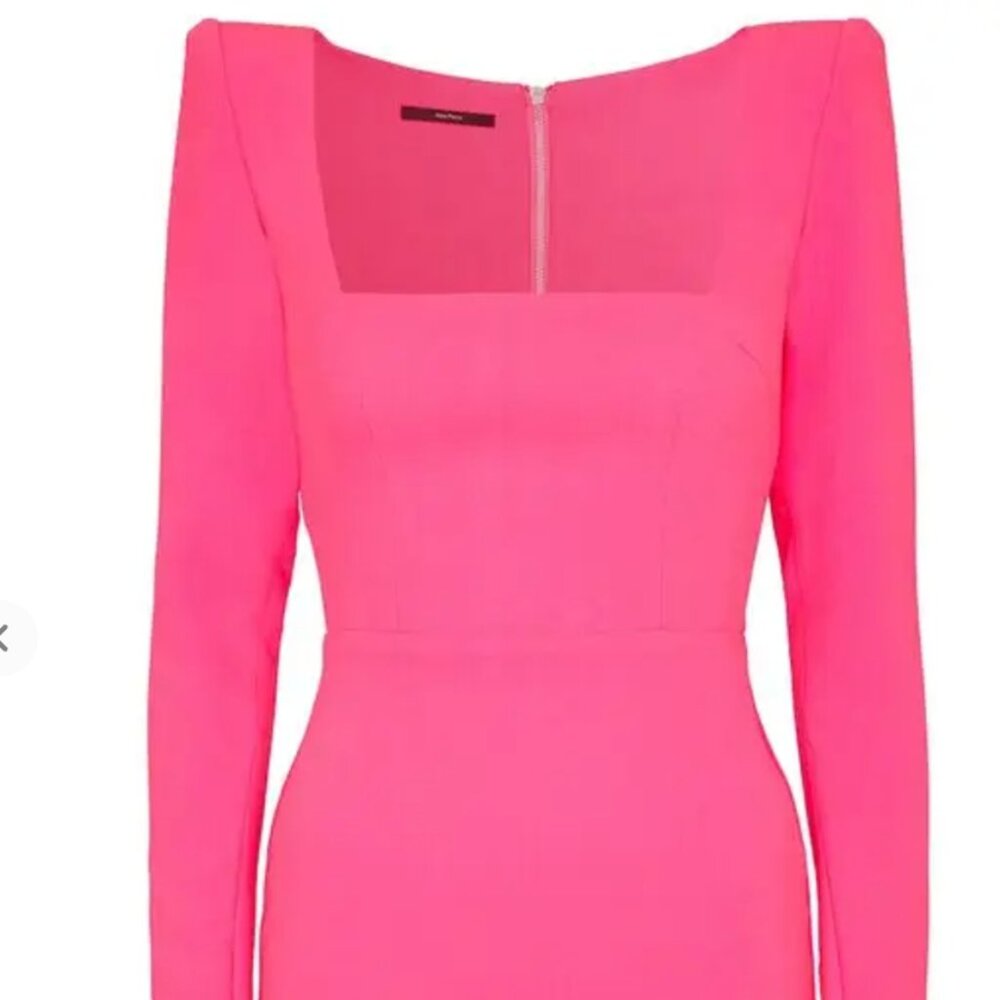 Alex Perry Crêpe Minidress with long sleeves - Hot Pink Size = US 0 AU 6
